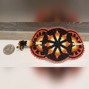 XL Native American Style Barrette with Beaded Stick